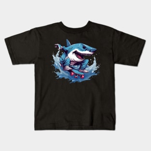 shark riding a skateboard Kids T-Shirt